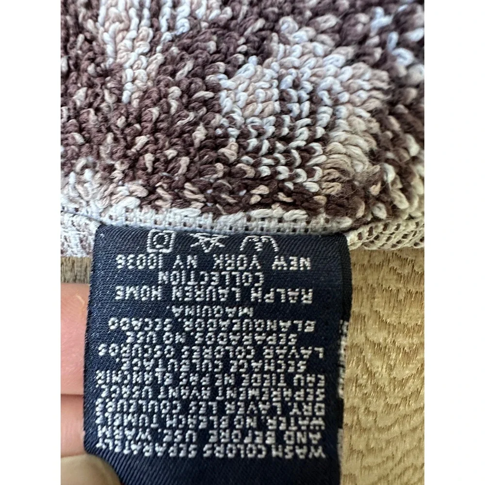 Vintage Ralph Lauren Leopard Print Hand Towel Cotton Made in USA 28x16 Brown Tan